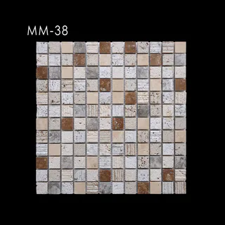 Beige Grey Brown Off-White Multi-Texture Square Grid Fine Line Mosaic