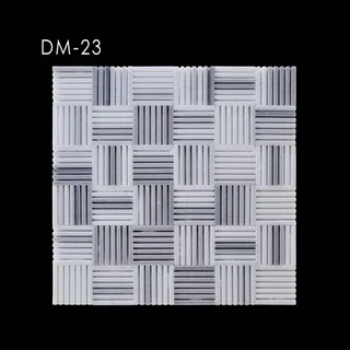 Grey and White Ribbed Basketweave Mosaic