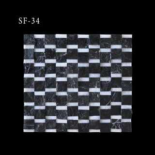 Charcoal White Checkerboard Square Split Face Mosaic