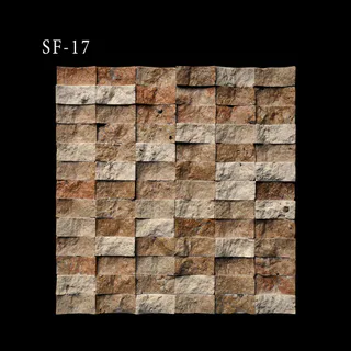 Multicolour Ochre Tan Linear Split Face Mosaic