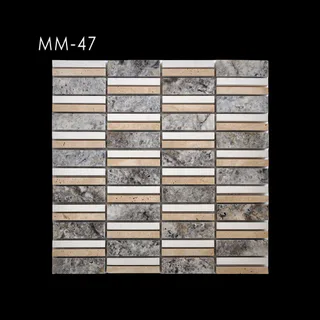 Mosaïque à Blocs Linéaires Gris et Ocre