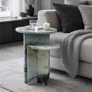 Dual-Tier Circular Top Cross-Panel Coffee Table