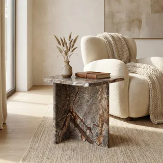 Mesa Auxiliar de Mármol Rain Forest Brown