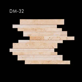 Beige Horizontal Ribbed Linear Relief Mosaic