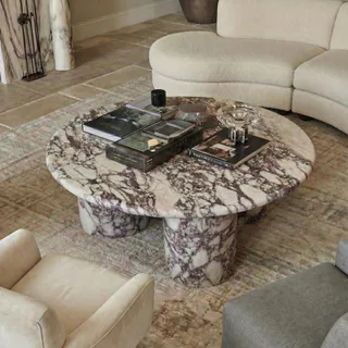 Circular Top Triple Cylinder Base Coffee Table