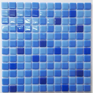Glänzendes quadratisches Glasmosaik Blau Gemischt Glänzendes quadratisches Glasmosaik Blau Gemischt