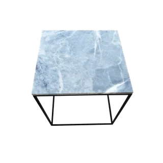Square Patterned Top Black Linear Frame Coffee Table