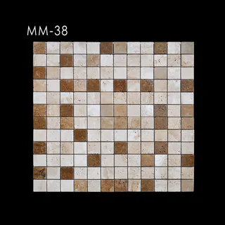 Mosaico de Cuadrícula Picado Ocre y Crema