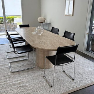 Oval Top Fluted Pedestal Dining Table