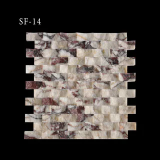 Burgundy and White Linear Split Face Mosaic