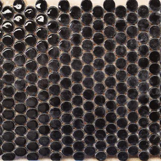 Mosaico de Vidrio Circular Negro Brillante