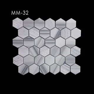 Mosaïque Fine Line Hexagonale Linéaire aux Nuances de Gris