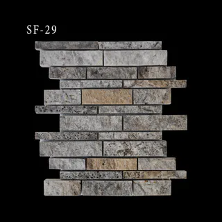 Grey and Tan Staggered Linear Split Face Mosaic