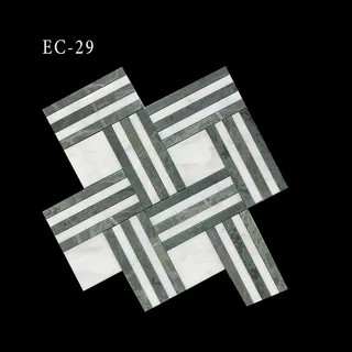 Geometric White and Green Interlocking Square Pattern