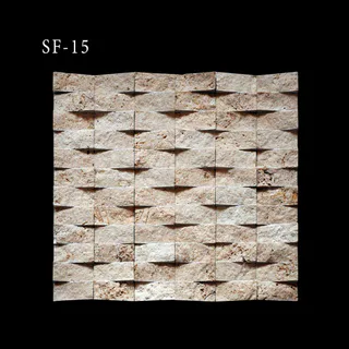 Beige Concave Linear Split Face Mosaic
