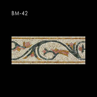 Mosaïque Bordure à Motifs Feuillagés Curvilignes