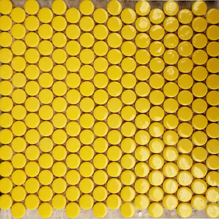 Mosaico de Vidrio Circular Amarillo Brillante
