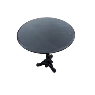 Circular Top Dark Surface Ornate Carved Tripod Pedestal Dining Table