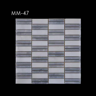 Mosaïque linéaire décalée gris et blanc
