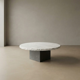 Circular Low-Profile Coffee Table with Contrast Base