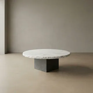 Circular Low-Profile Coffee Table with Contrast Base