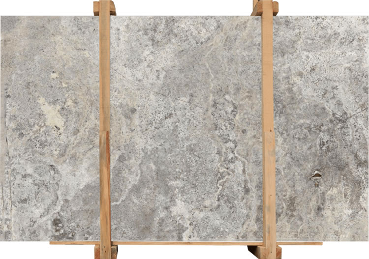 gray travertine tiles - silver travertine slab