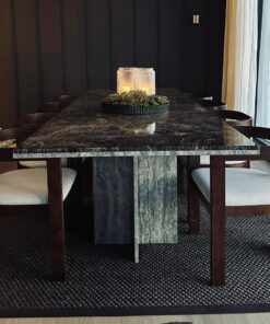 Dark Emperador x Silver Travertine Custom Dining Table