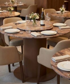 Hills Mermer Özel Tasarım Yuvarlak Yemek Masası<br>