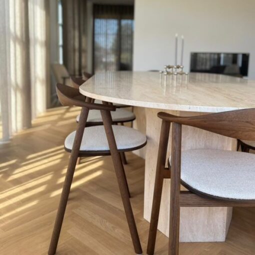 Table à Manger en Travertin Classique Vein Cut – Image 2