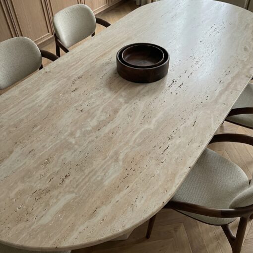 Table à Manger en Travertin Clair – Image 2
