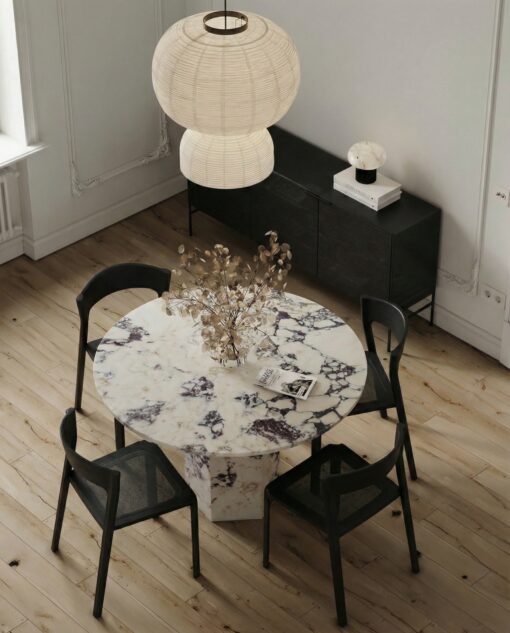Table à Manger Ronde en Marbre Calacatta – Image 2