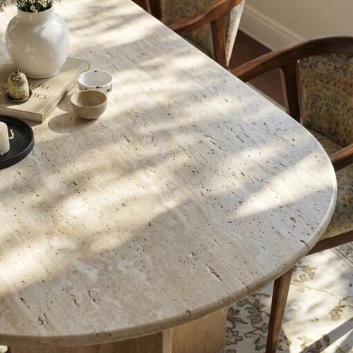 Table à Manger en Travertin Clair – Image 2