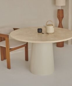 Table à Manger en Travertin İvoire Coupé en Croix