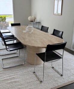 Table à Manger Design Exclusif en Travertin Classique Vein Cut