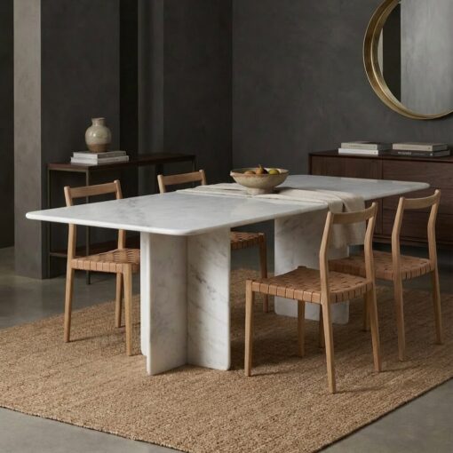 Table à Manger en Marbre Afyon White Arcobelano<br> – Image 2