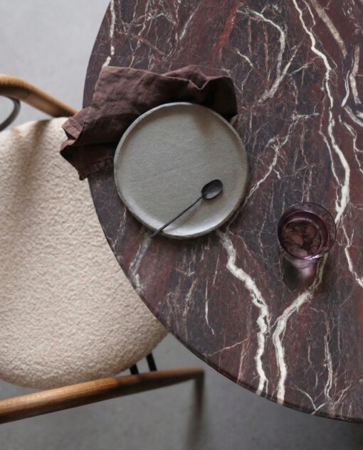 Rosso Levanto Marble Round Dining Table - Image 2