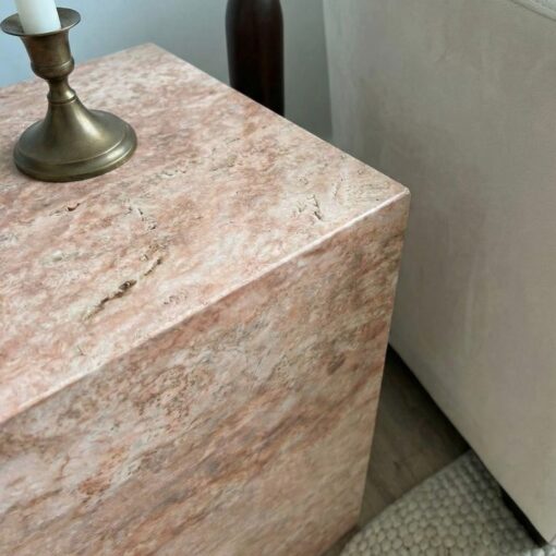 Mesa de Centro en Cubo de Travertino Rojo - Imagen 2