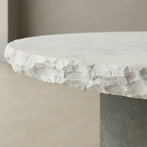 Mesa de Centro de Mármol Afyon White con Acabado Split Face - Imagen 2