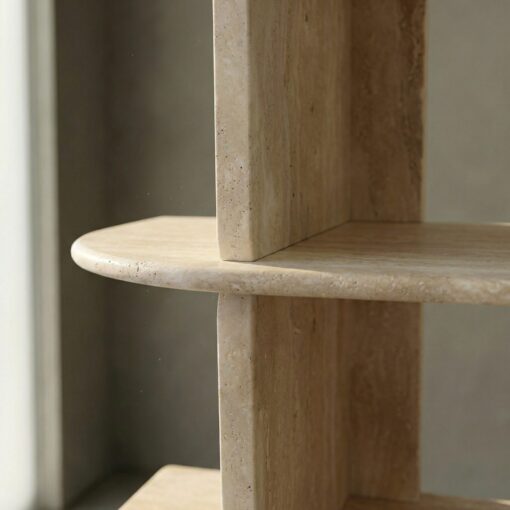 Classic Travertine Vein Cut Bookcase - Image 2