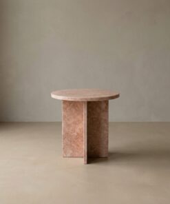 Red Travertine Side Coffee Table