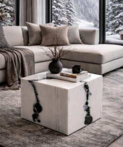Panda White Marble Cube Coffee Table