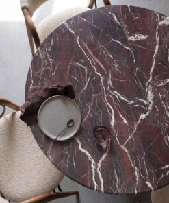 طاولة طعام دائرية من رخام روسو ليفانتو